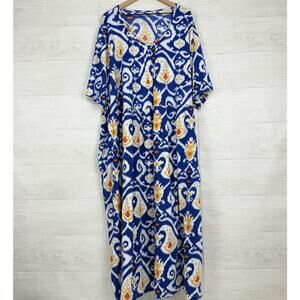 NEW Ulla Popken Plus Size 32/34 Tunic Maxi Dress Empire Waist Knit Paisley Print